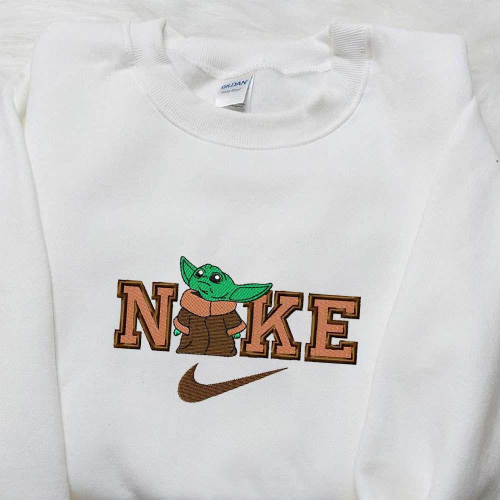 Baby Yoda x Nike Movie Embroidered Tshirt Nike Inspired Embroidered Shirt Best Gift for Family