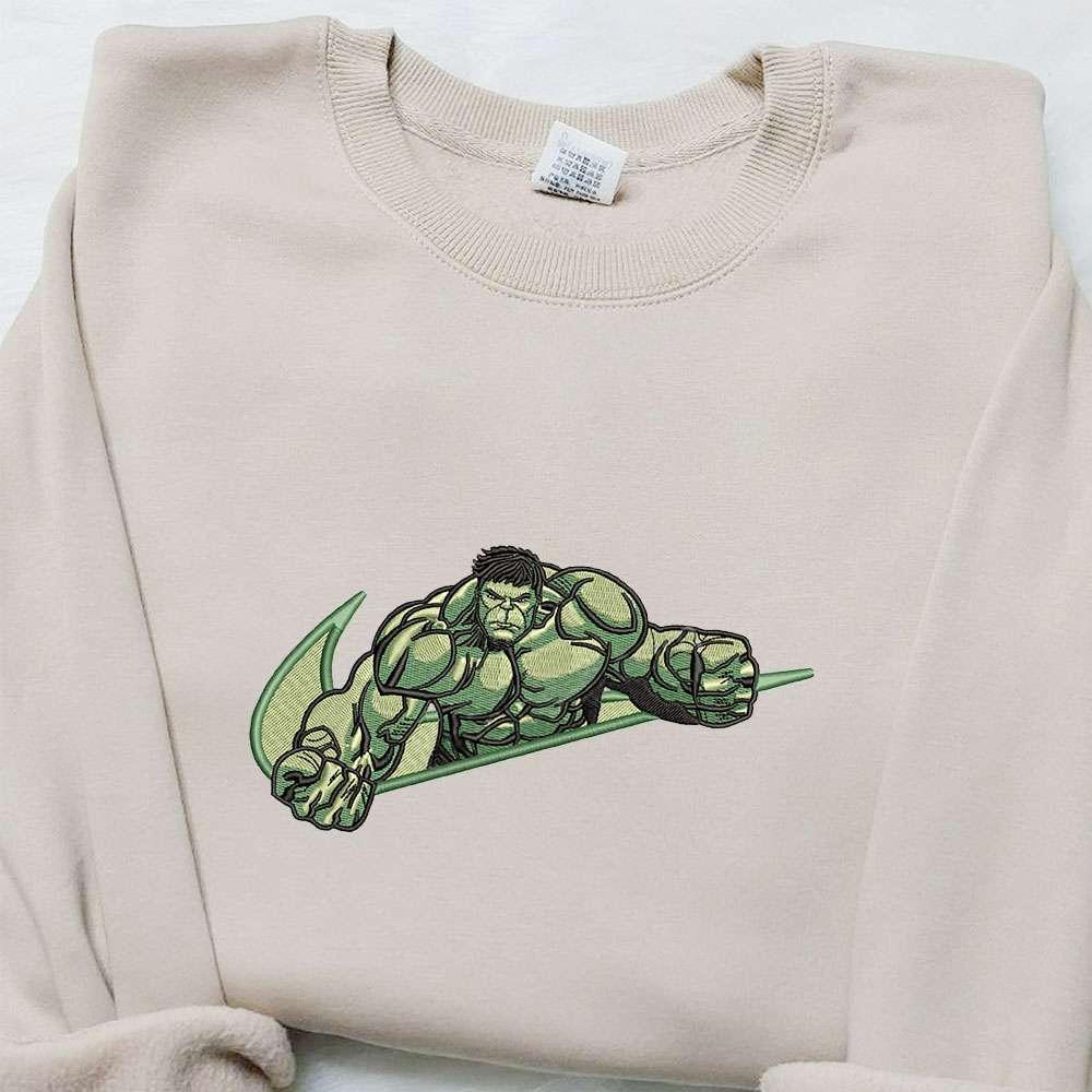 Swoosh x Hulk Movie Embroidered Sweatshirt Nike Inspired Embroidered Shirt Best Birthday Gift Ideas
