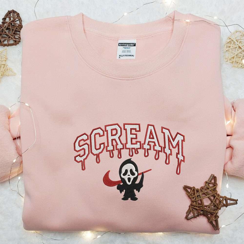 Swoosh x Scream Ghostface Embroidered Sweatshirt Horror Movie Embroidered Shirt Best Gift Ideas For All Occasions