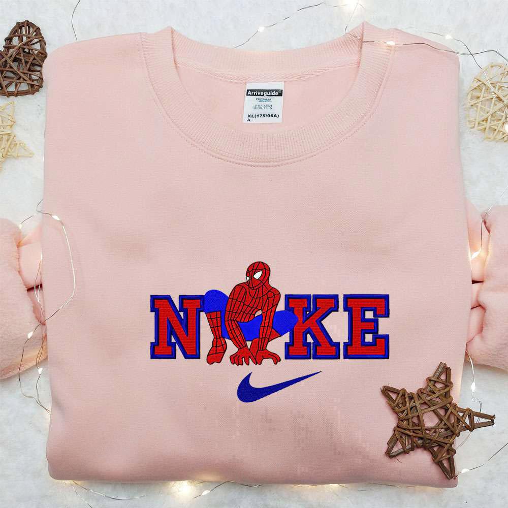 Spider Man x Nike Movie Embroidered Hoodie Marvel Cinematic Universe Embroidered Shirt Nike Inspired Embroidered Shirt