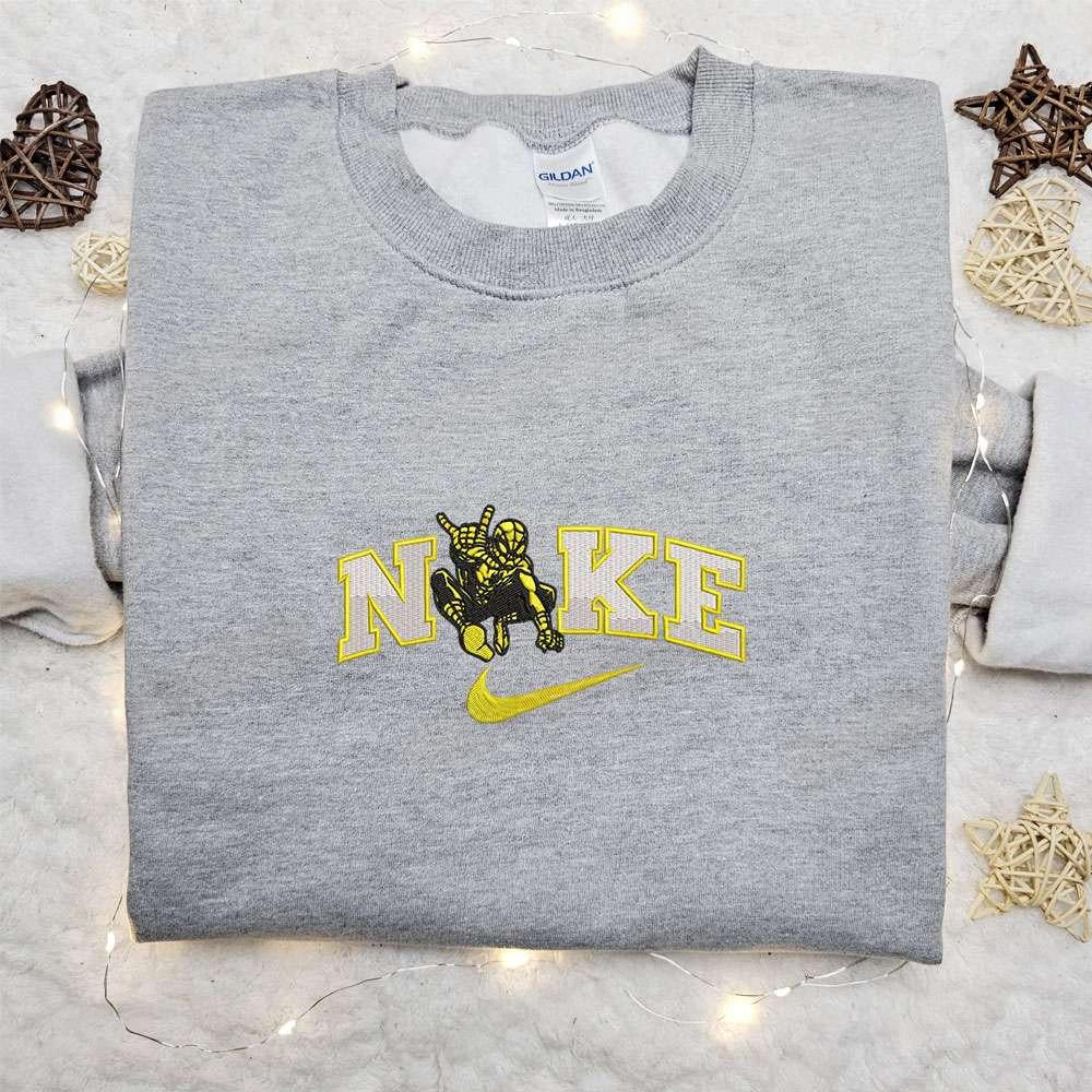 Yellow Spider man Attack x Nike Embroidered Sweatshirt Marvel and DC Comics Embroidered Shirt The Best Gift