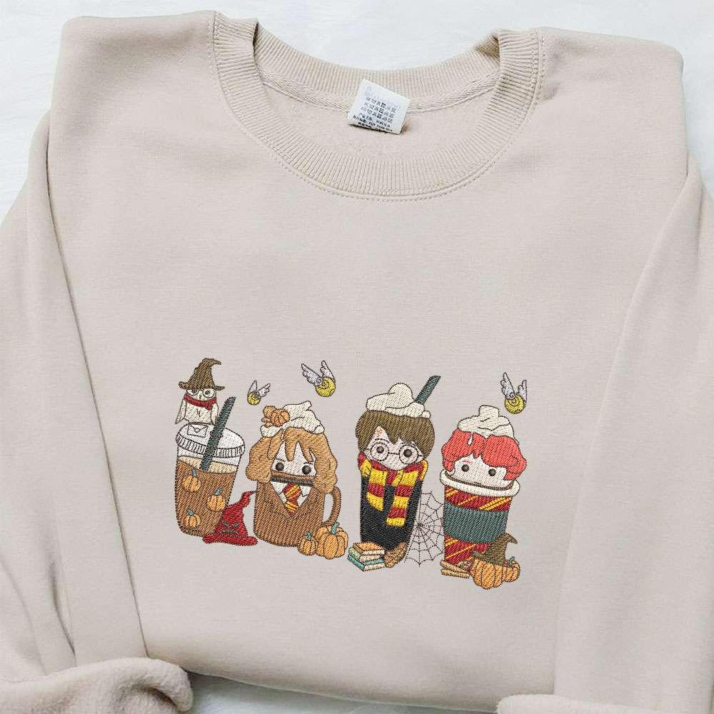 Harry Potter Latte Coffee Embroidered Shirt Harry Potter Movie Embroidered Hoodie Best Gift Ideas