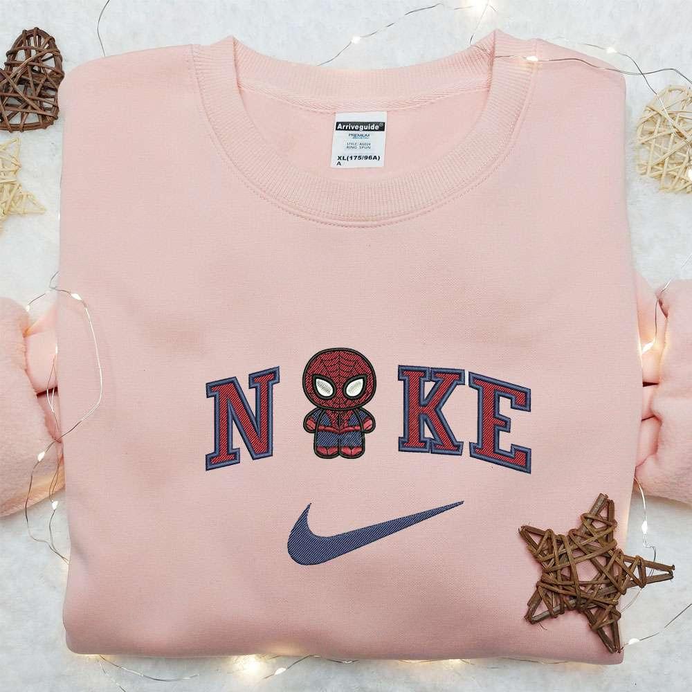 Nike x Chibi Spider Man Movie Embroidered Hoodie Marvel Universe Embroidered Hoodie Custom Nike Embroidered T shirt