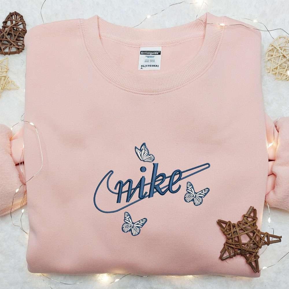 Butterflies x Nike Embroidered Shirt Animal Embroidered Hoodie Best Gifts For Family