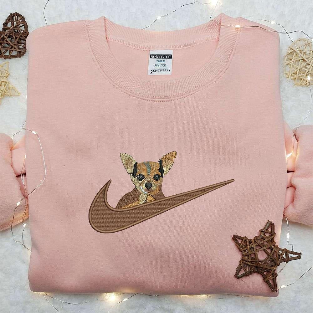 Chihuahua x Nike Embroidered Shirt Animal Embroidered Shirt Custom Nike Embroidered Shirt