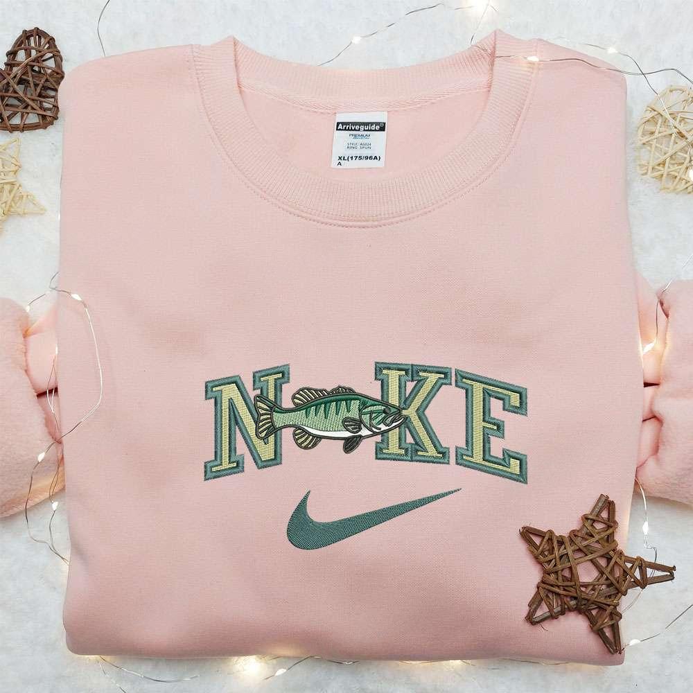 Bass Fish x Nike Embroidered Sweatshirt Animal Embroidered Shirt Nike Inspired Embroidered Shirt