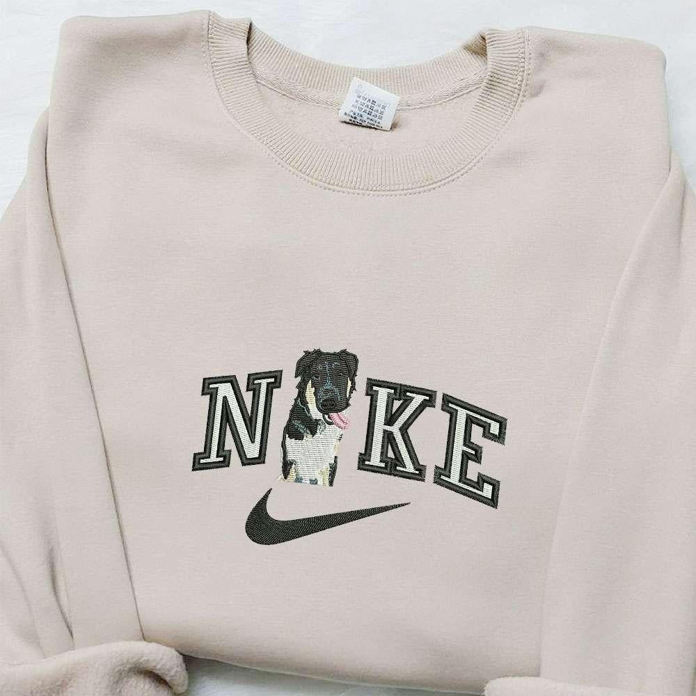 Border Collie Dog x Nike Embroidered Shirt Animal Embroidered Hoodie Nike Inspired Embroidered Sweatshirt