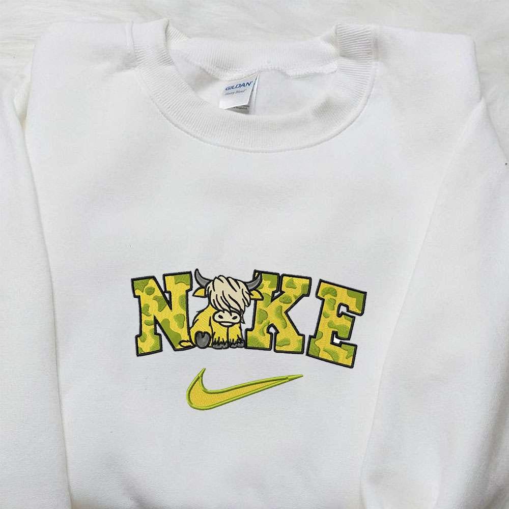 Cow x Nike Embroidered Sweatshirt Animal Embroidered Hoodie Nike Inspired Embroidered Shirt
