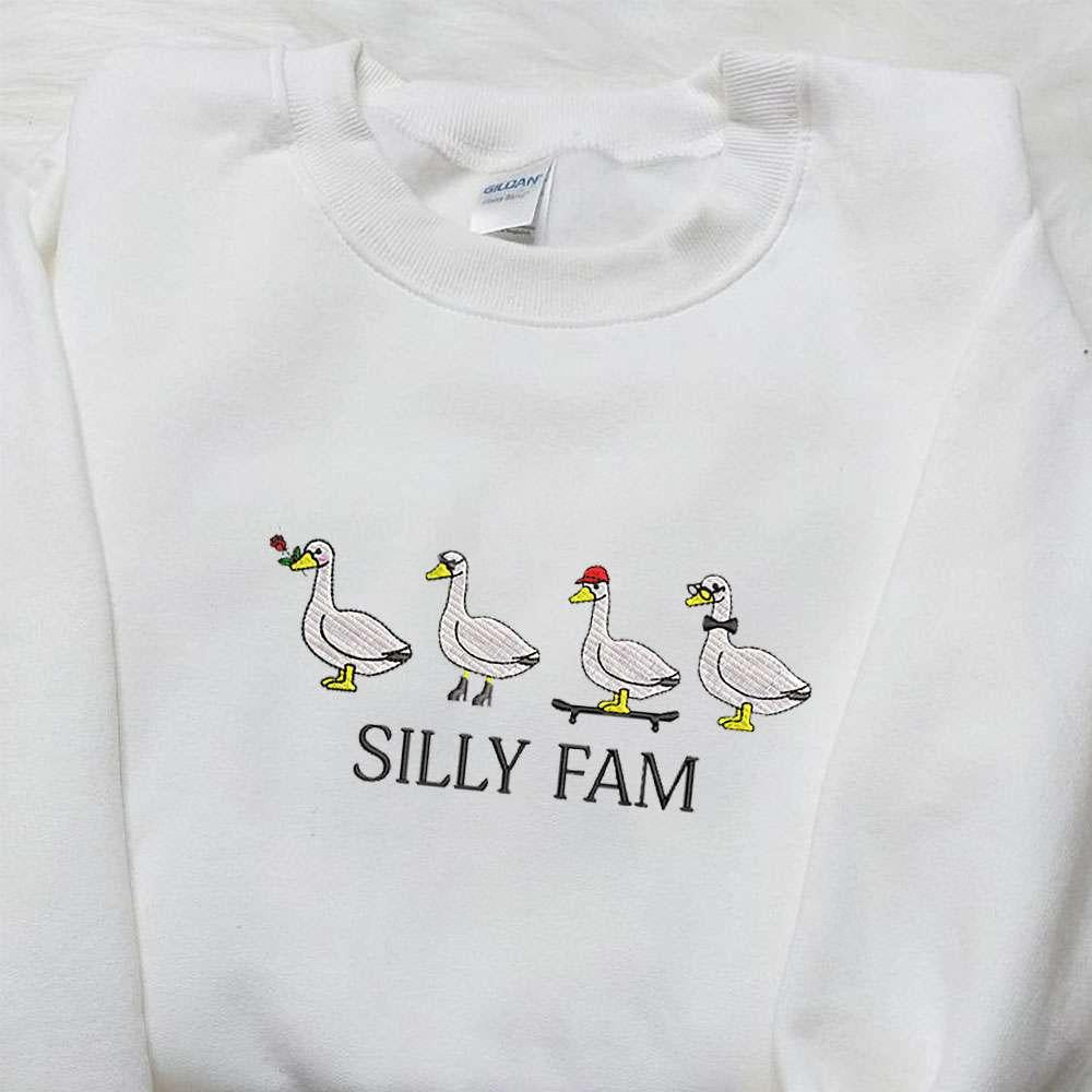 Silly Fam Goose Embroidered Shirt Animal Embroidered Shirt Funny Embroidered Shirt