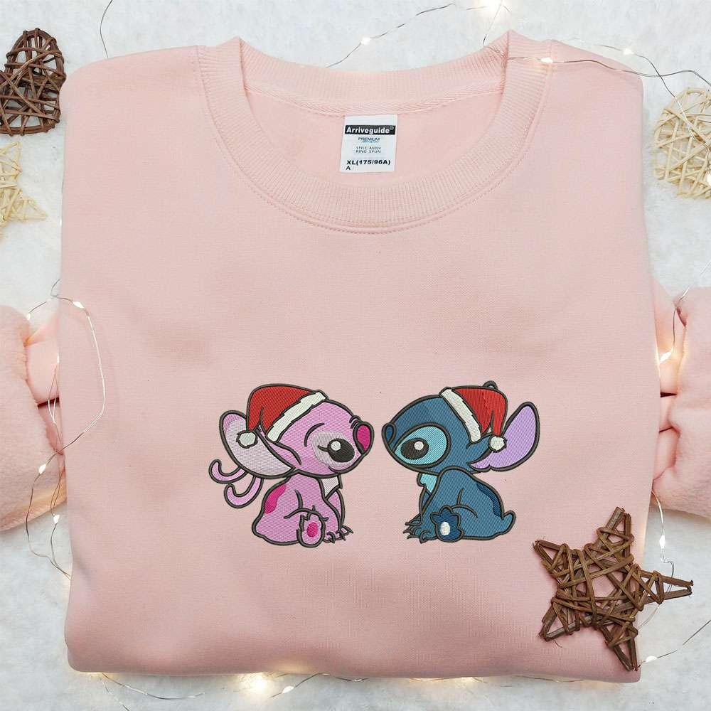 Angel And Stitch Embroidered Shirt Disney Characters Embroidered Hoodie Best Christmas Gift Ideas