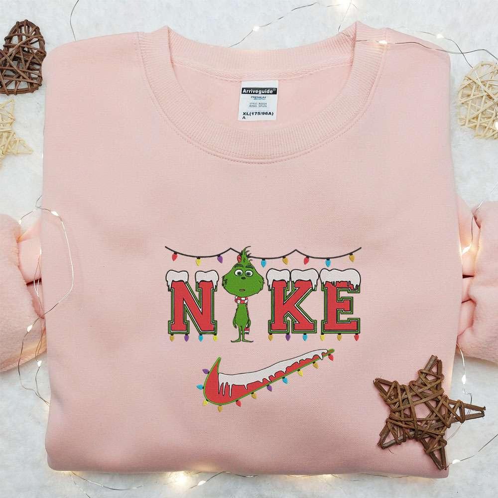 Baby Grinch Xmas x Nike Embroidered Shirt Christmas Embroidered Hoodie Nike Inspired Embroidered Sweatshirt