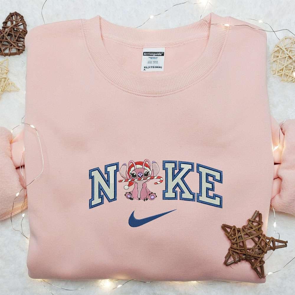 Angel Xmas x Nike Embroidered Shirt Disney Lio And Stitch Embroidered Hoodie Christmas Embroidered Sweatshirt