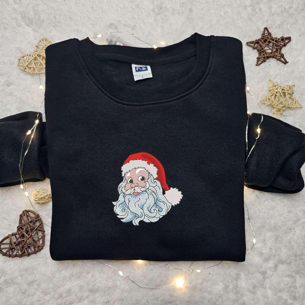 Vintage Santa Head Embroidered Shirt Retro Christmas Embroidered Hoodie Best Christmas Gifts For Family
