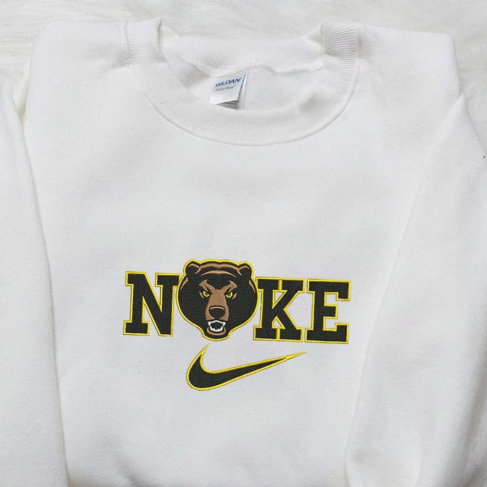 Bear Roar x Nike Embroidered Shirt Animal Embroidered Hoodie Nike Inspired Embroidered T Shirt