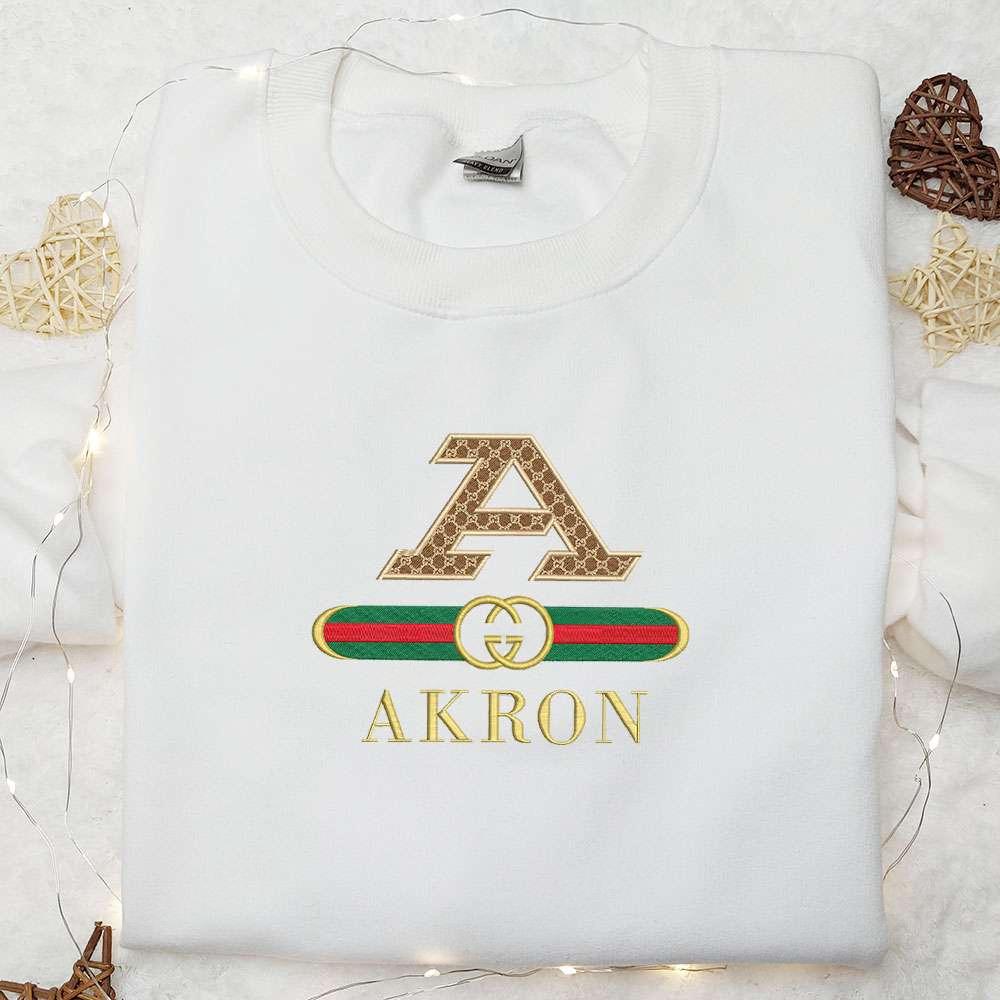 Akron Zips x Gucci Embroidered Shirt NCAA Sports Embroidered Hoodie Best Gift Idea