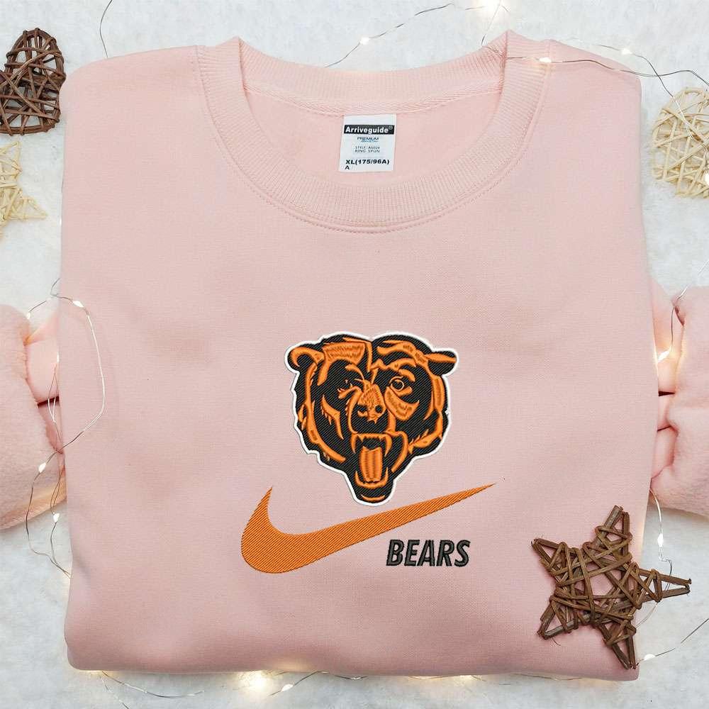 Chicago Bears x Nike Swoosh Embroidered Shirt NFL Sports Embroidered Hoodie Best Gift Idea