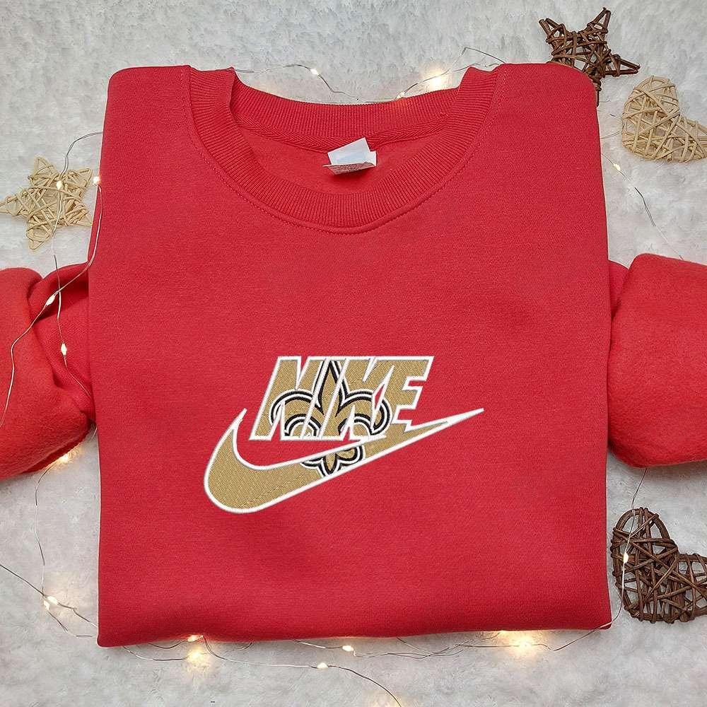 Nike x New Orleans Saints Logo Embroidered Hoodie NFL Sports Embroidered Hoodie Custom Nike Embroidered Hoodie 1