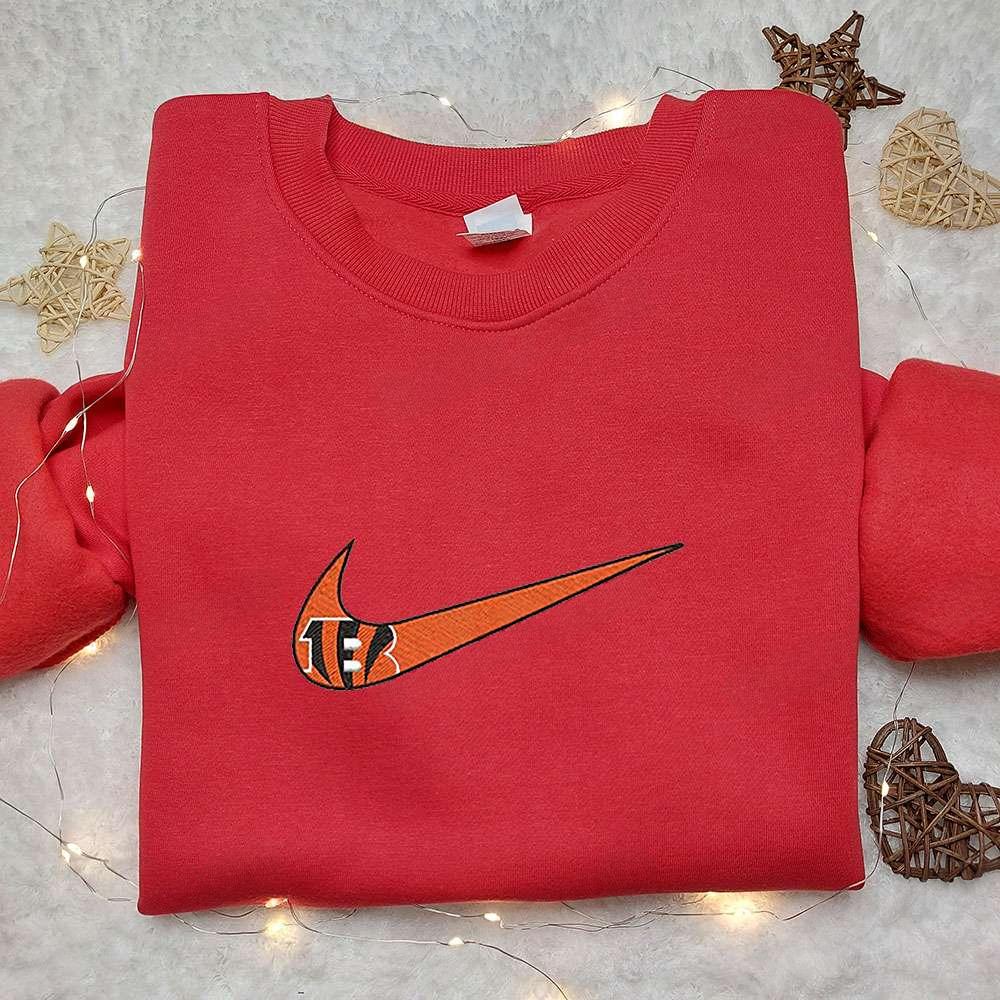 Nike x Cincinnati Bengals Swoosh Embroidered Hoodie NFL Sports Embroidered Hoodie Custom Nike Em