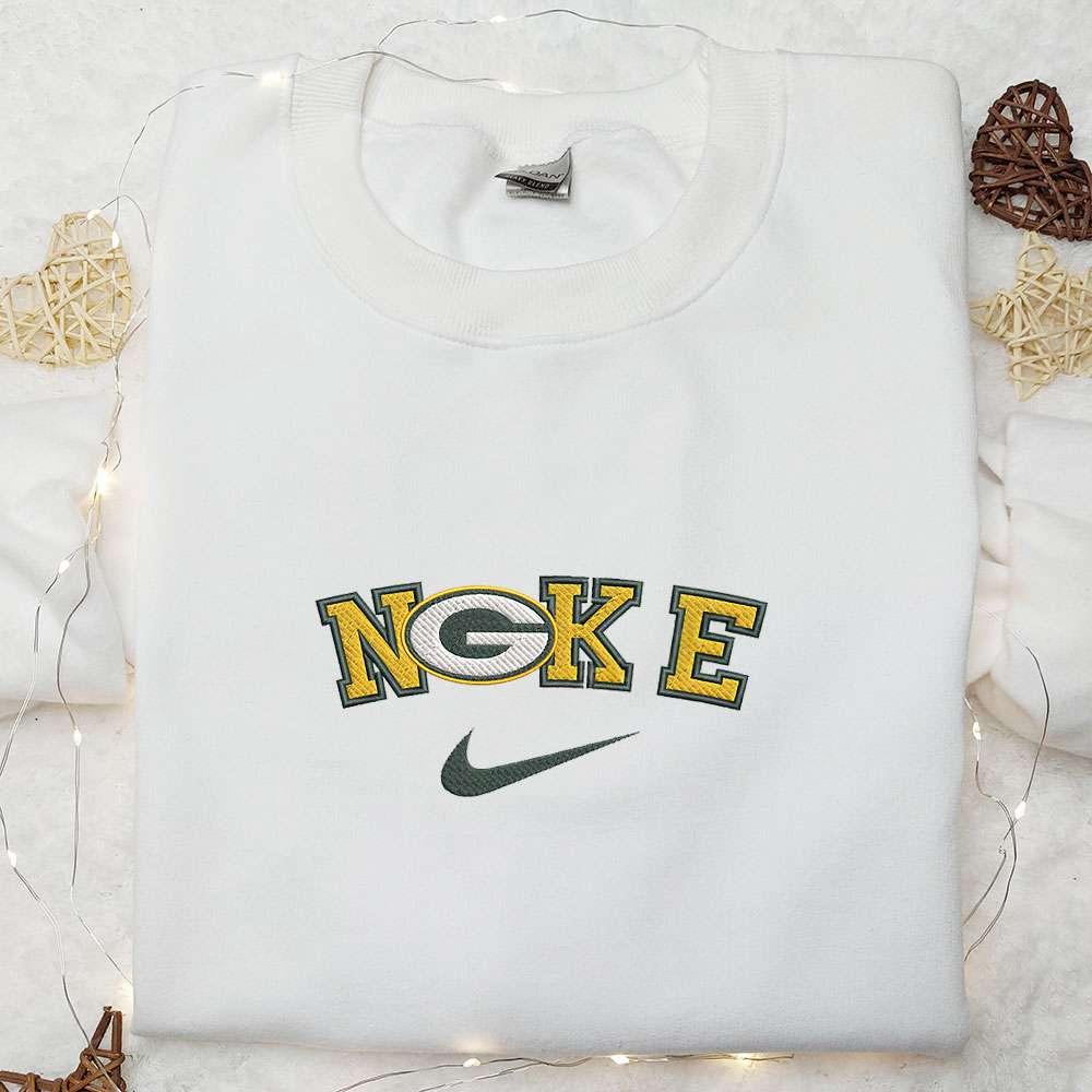 Nike x Green Bay Packers Football Embroidered Shirt NFL Sports Embroidered Shirt Nike Inspired Embroidered Shirt 1