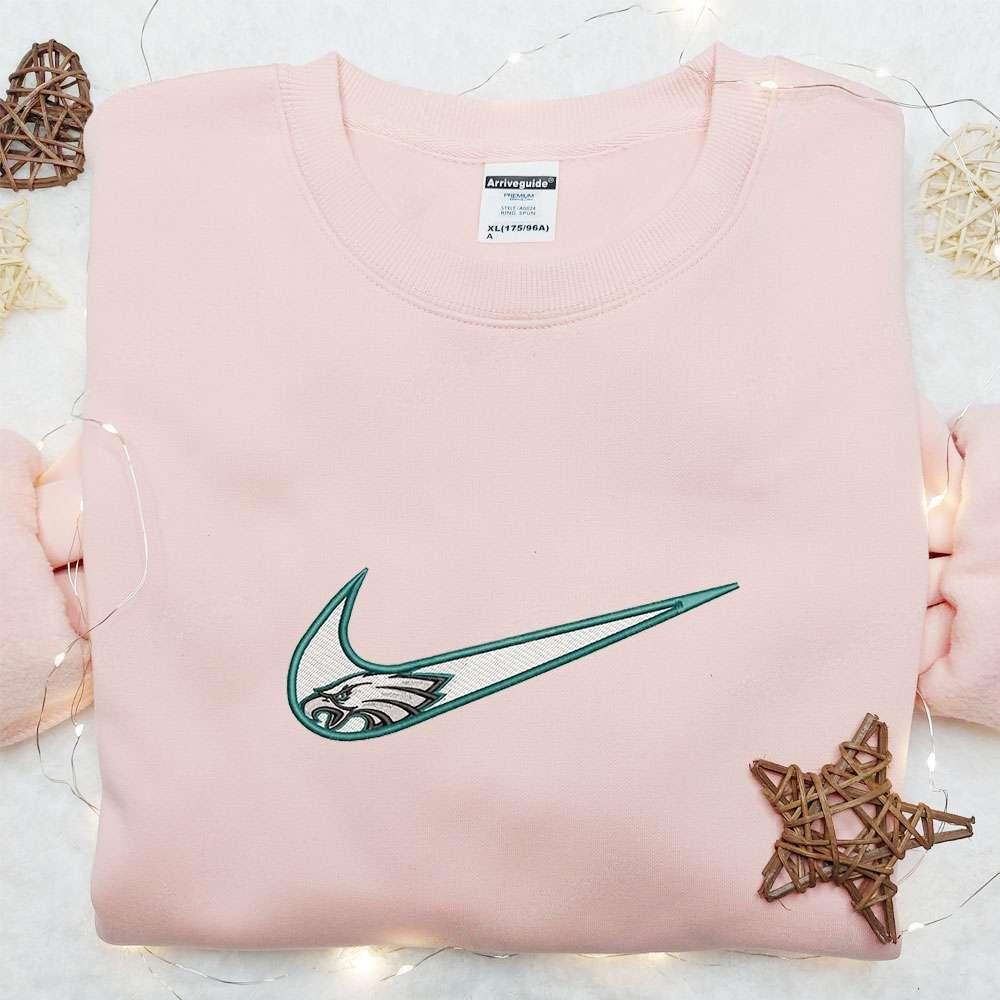 Philadelphia Eagles x Nike Swoosh Embroidered Shirt NFL Sports Embroidered Hoodie Best Fandom Gift Ideas