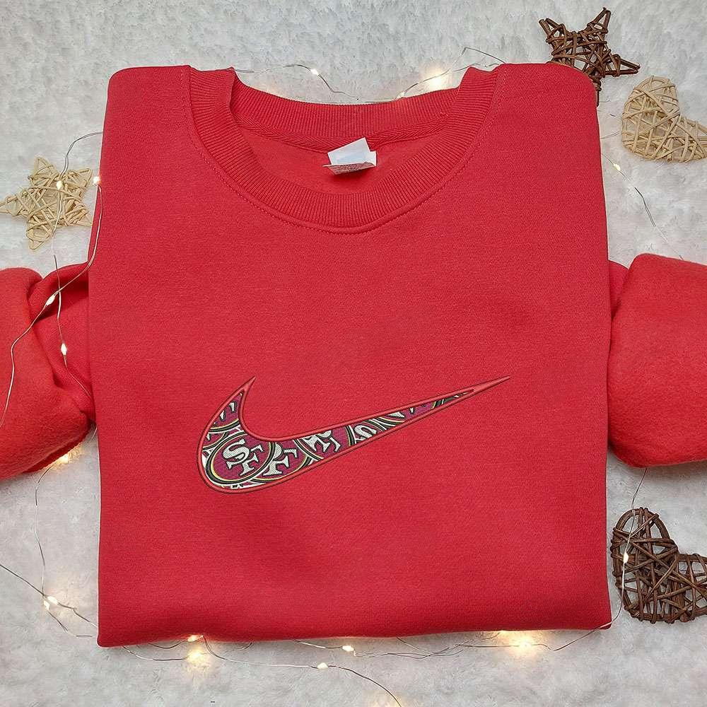 San Francisco 49ers x Nike Embroidered Sweatshirt NFL Sport Team Embroidered Shirt Nike Inspired Embroidered Shirt
