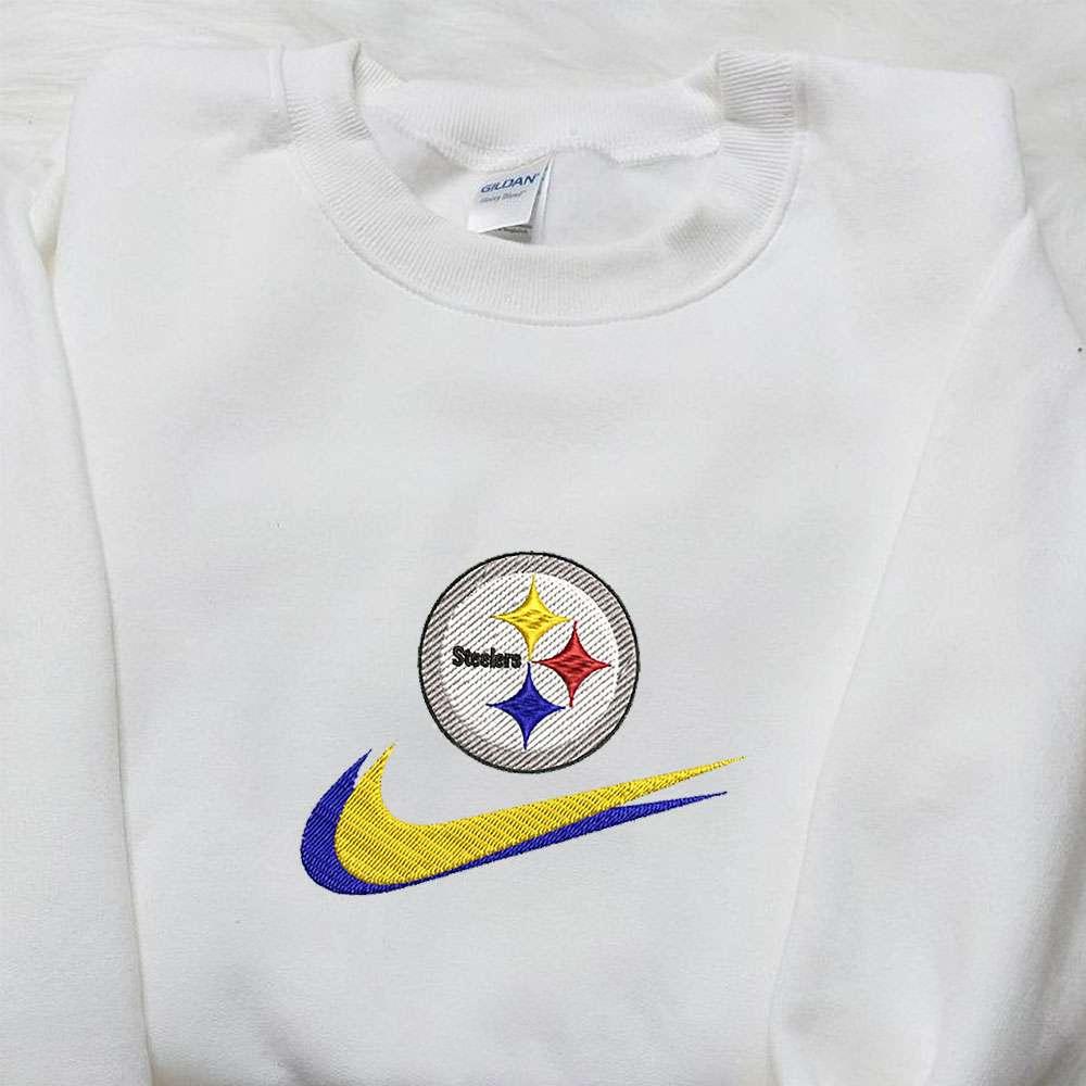 Pittsburgh Steelers x Nike Swoosh Embroidered Shirt NFL Sports Embroidered Hoodie Best Fandom Gift Ideas