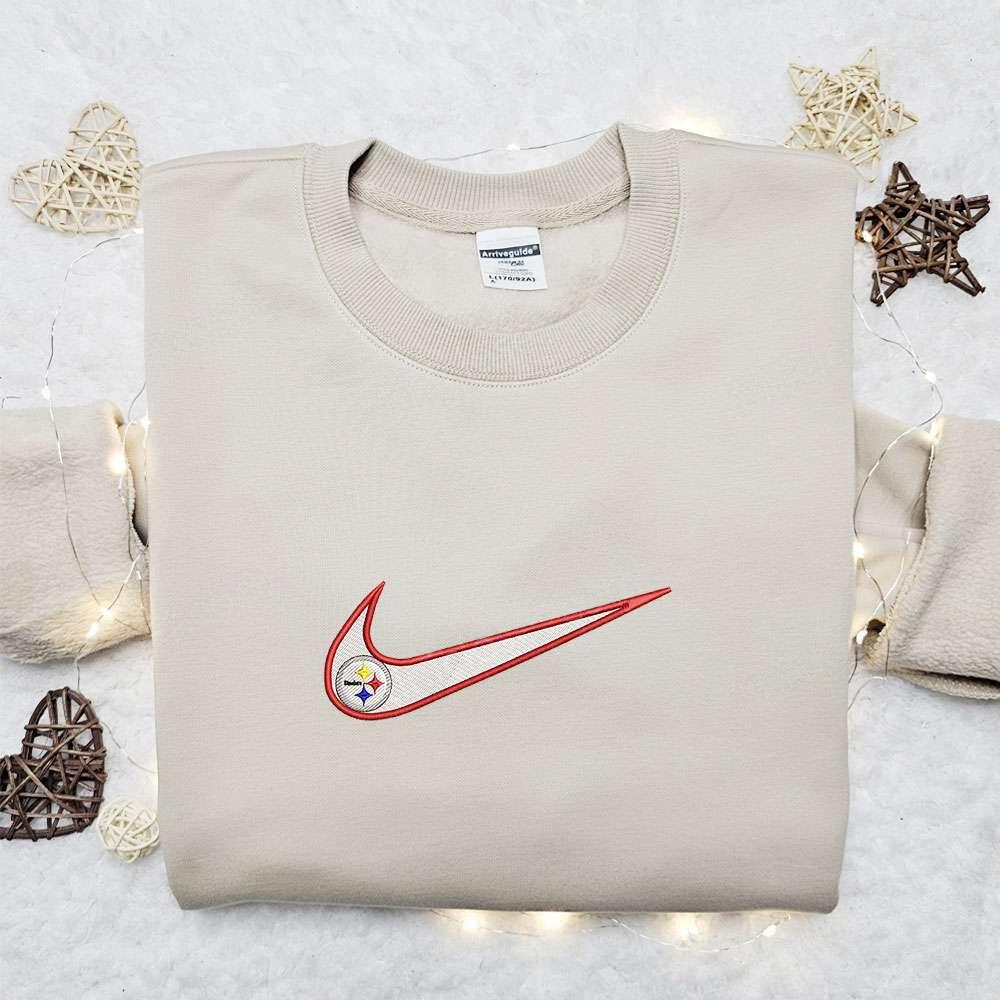 Pittsburgh Steelers x Nike Swoosh Embroidered Shirt NFL Sports Embroidered Hoodie Best Fandom Gift Ideas 1