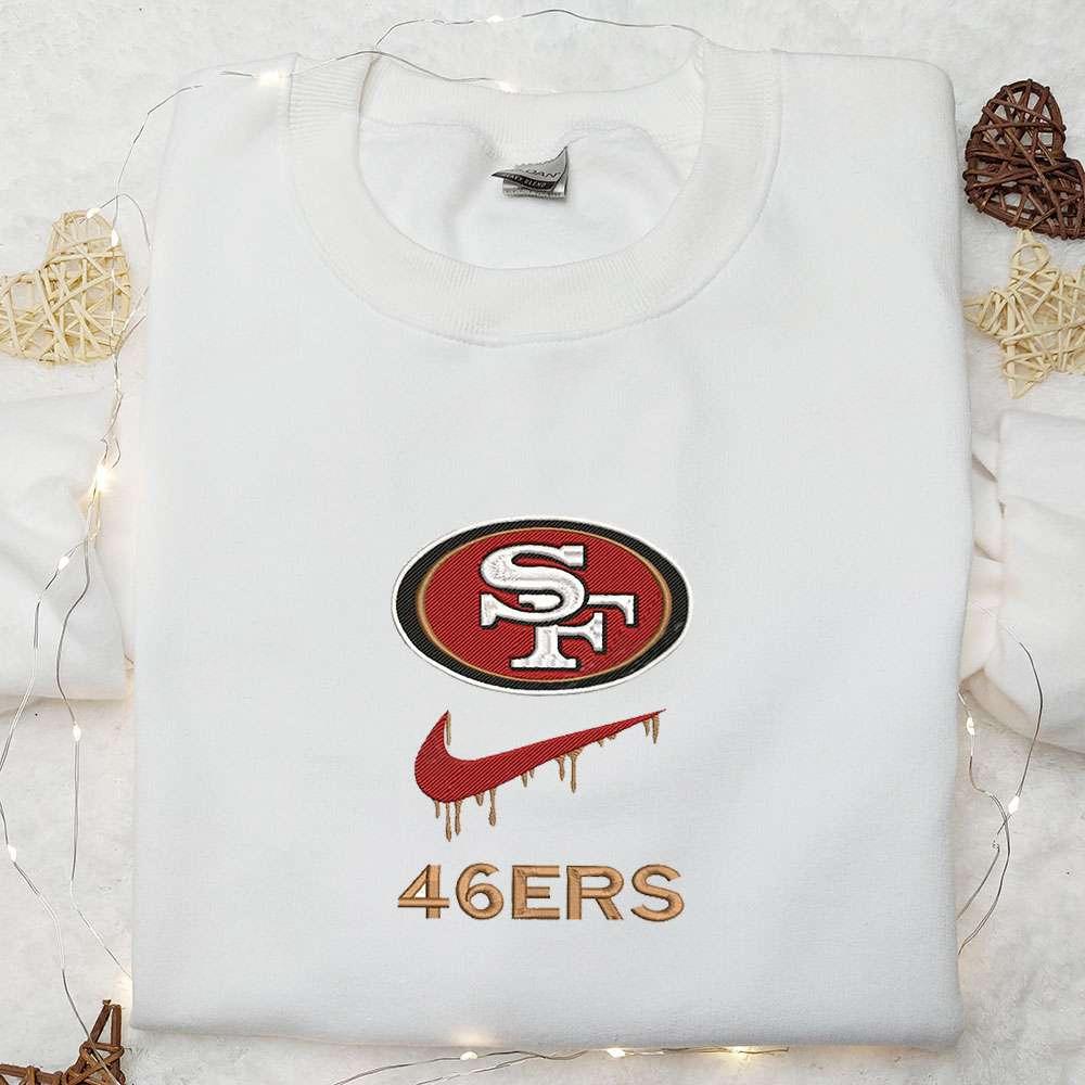 San Francisco 49ers x Nike Swoosh Embroidered Shirt NFL Sports Embroidered Hoodie Best Gift Idea