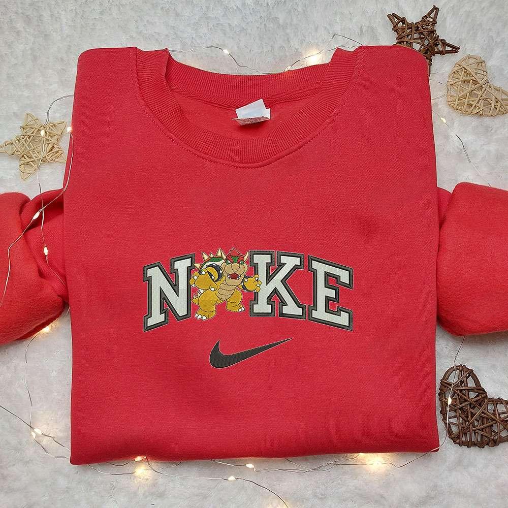 Bowser X Nike Movie Embroidered Hoodie Super Mario Embroidered Shirt Nike Inspired Embroidered Shirt