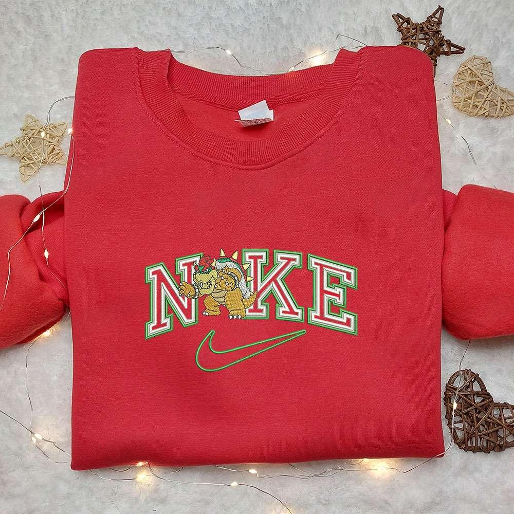 Bowser X Nike Cartoon Embroidered Shirt Custom Nike Embroidered Shirt Best Birthday Gift Ideas