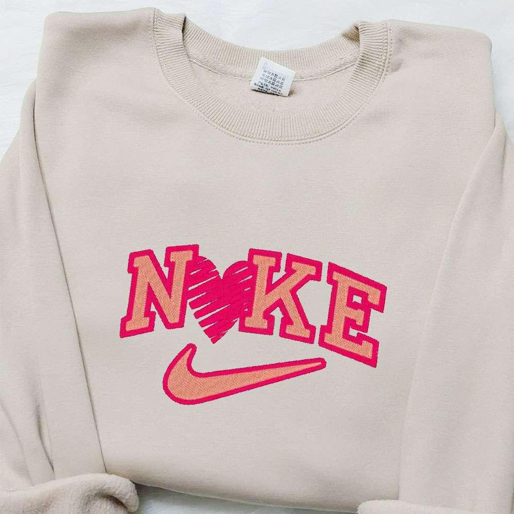 Heart x Nike Embroidered Shirt Valentine Embroidered T shirt Best Gift Ideas for Family