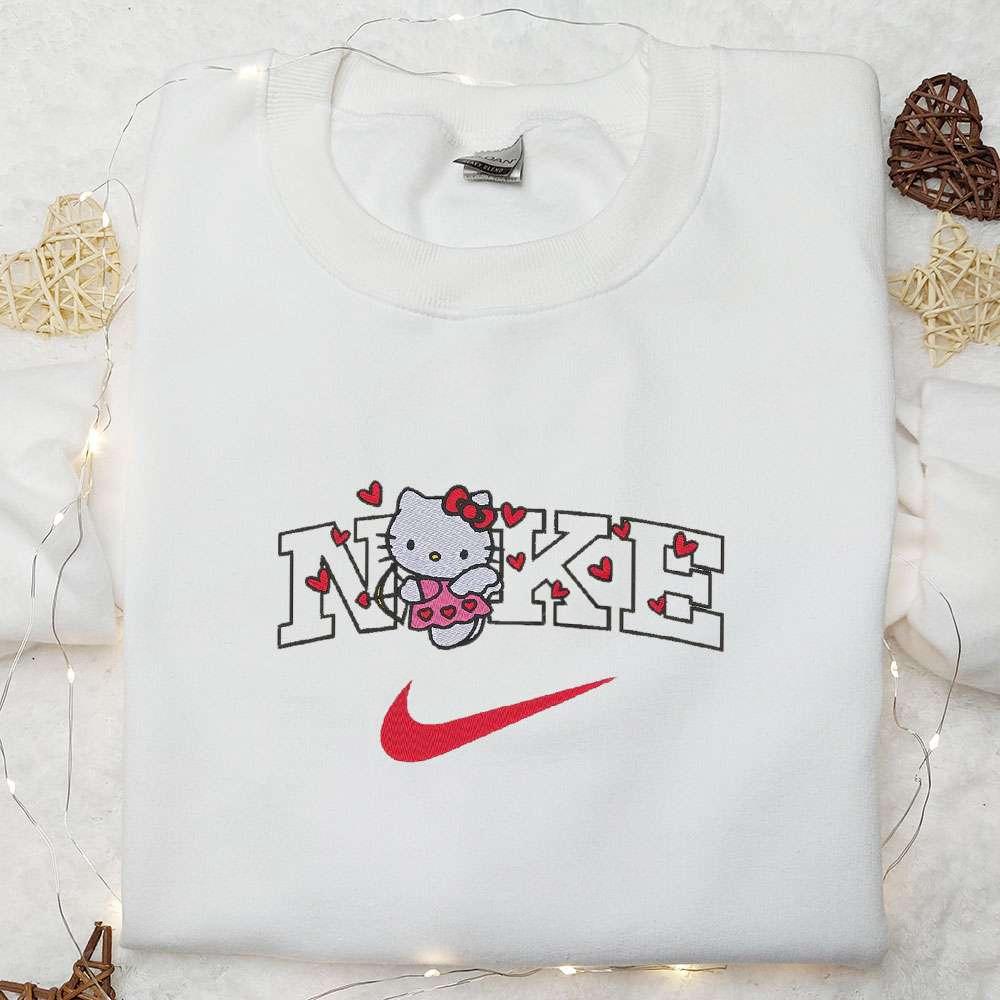 Hello Kitty Cupid Hearts x Nike Embroidered Shirt Valentine Embroidered Hoodie Best Gift For Girlfriend