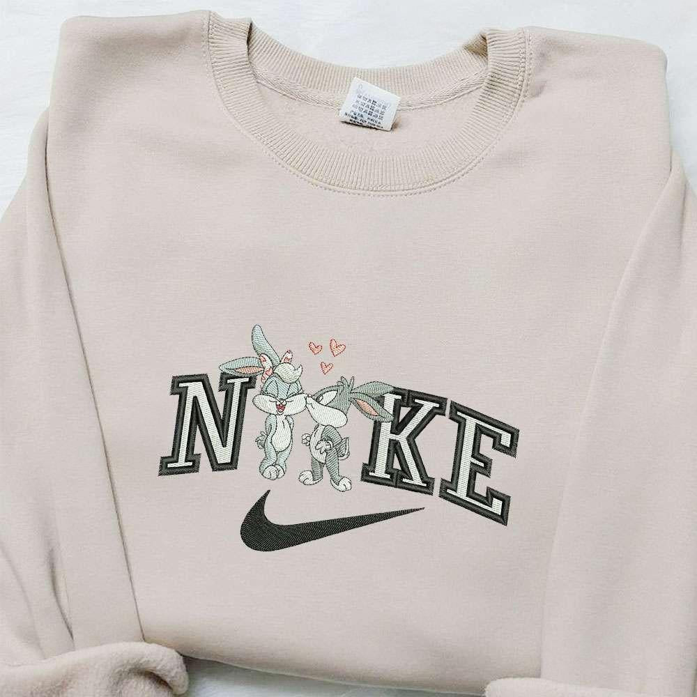 Bugs Bunny and Lola Lola x Nike Embroidered Shirt Disney Characters Embroidered Sweatshirt Custom Embroidered Hoodie