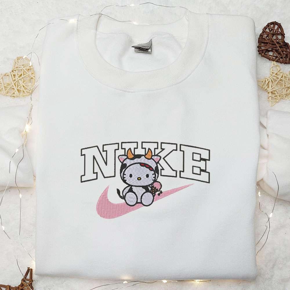 Hello Kitty Dairy Cow Ice Cream x Nike Embroidered Shirt Cartoon Embroidered Hoodie Best Gift Idea