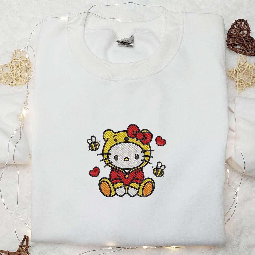 Hello Kitty Winnie The Pooh Heart Embroidered Shirt Cartoon Embroidered Hoodie Best Valentine Gift Ideas
