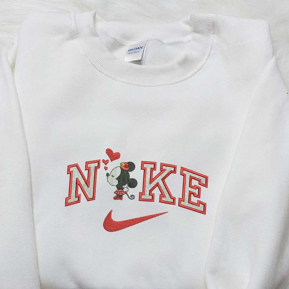 Minnie Mouse Heart x Nike Cartoon Embroidered Sweatshirt Disney Characters Embroidered Shirt Nike Inspired Embroidered Shirt