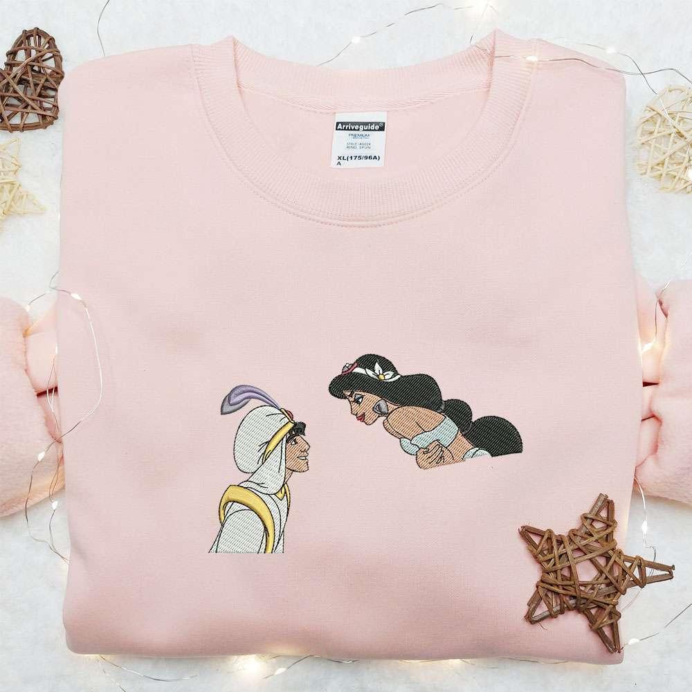 Aladdin And Jasmine Embroidered Hoodie Disney Characters Embroidered Hoodie Best Valentines Day Gift Ideas