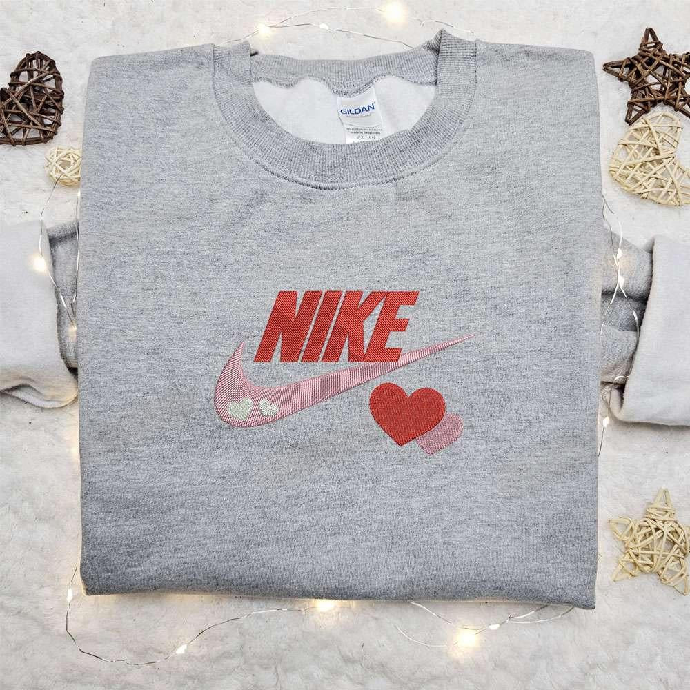 Swoosh x Hearts Embroidered Sweatshirt Valentine Embroidered Shirt Best Valentines Day Gift Ideas