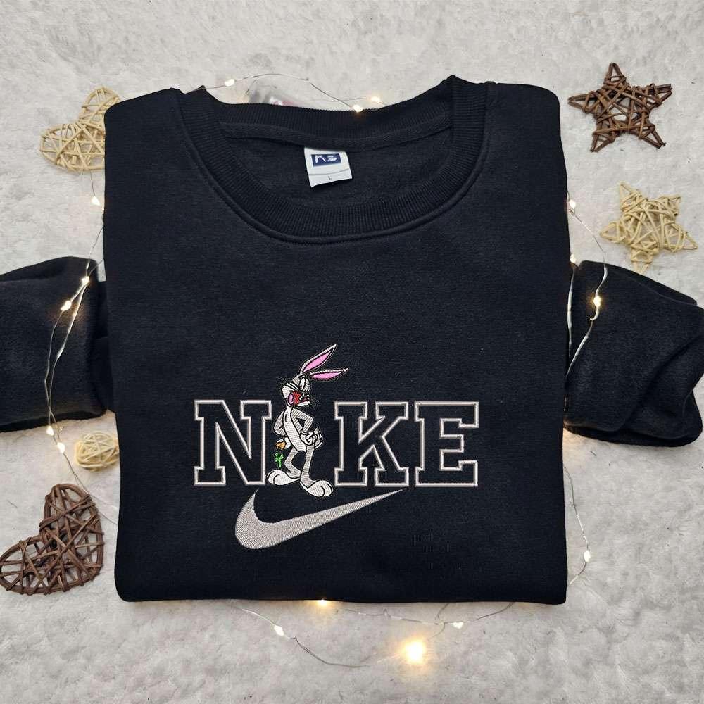 Bugs Bunny x Nike Cartoon Embroidered Sweatshirt Walt Disney Characters Embroidered Shirt Best Birthday Gift Ideas for Family