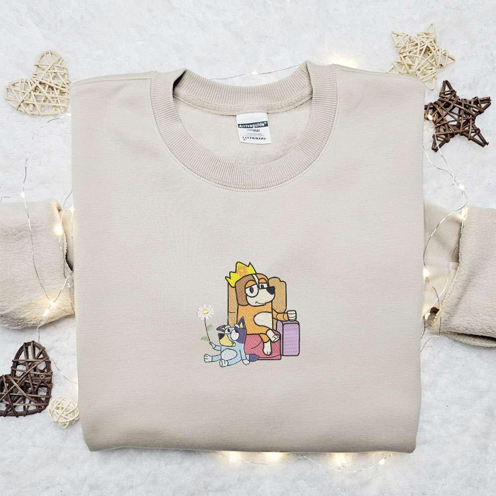Chilli And Bluey Embroidered Shirt Cartoon Embroidered Hoodie Best Mothers Day Gift