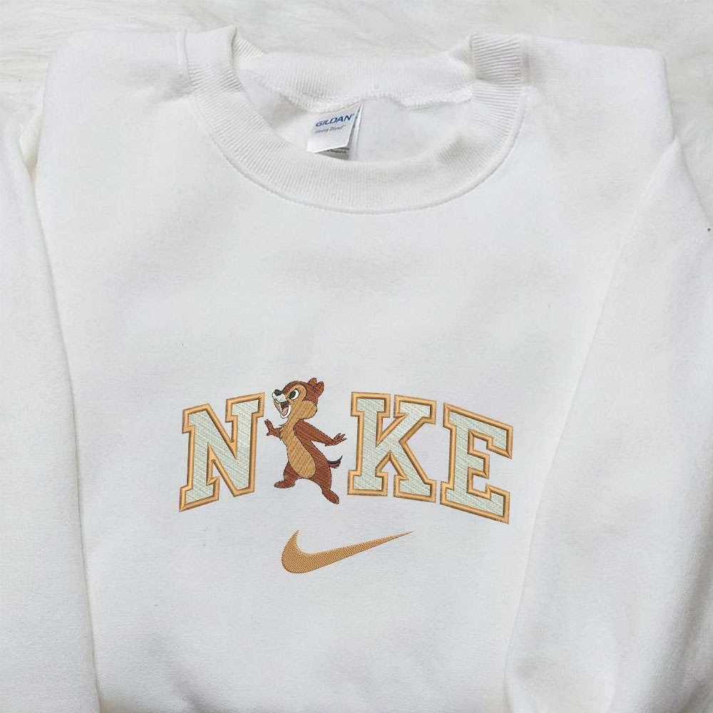 Chip x Nike Embroidered Shirt Disney Chip And Dale Embroidered Hoodie Cartoon Gift Idea