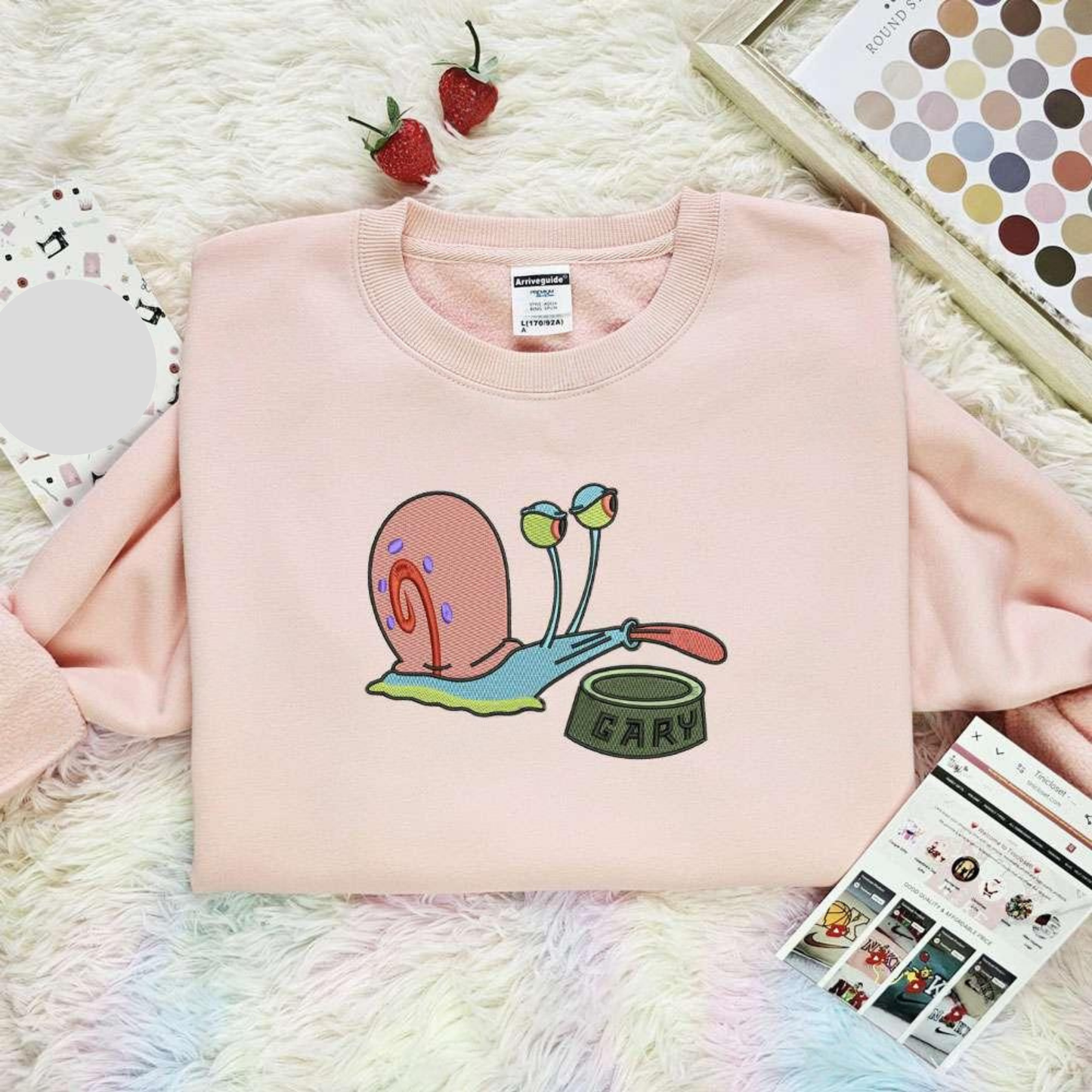 Gary Snail Sticking Tongue Embroidered Shirt Spongebob Cartoon Embroidered Hoodie