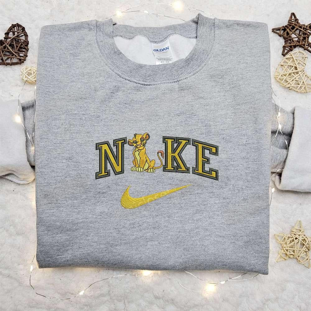 Simba X Nike Cartoon Embroidered Tshirt Nike Inspired Embroidered Shirt Best Gift For Family