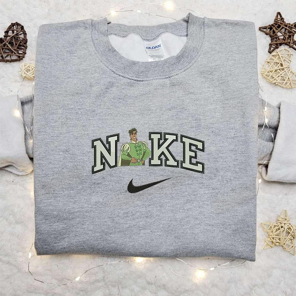 Prince Naveen X Nike Cartoon Embroidered Sweatshirt Disney Characters Embroidered Shirt Best Gift Ideas For Family