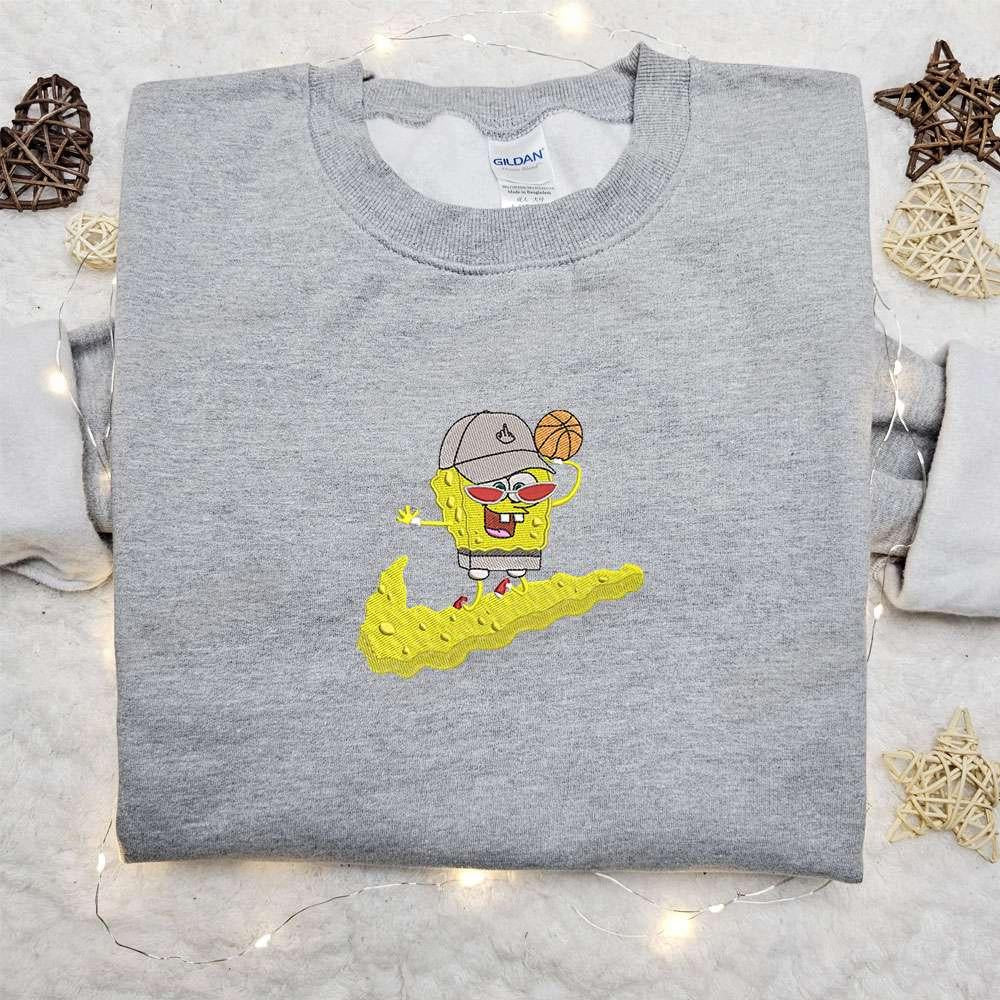 Spongebob Basketball X Nike Cartoon Embroidered Hoodie Disney Characters Embroidered Shirt Best Gift Ideas For Family