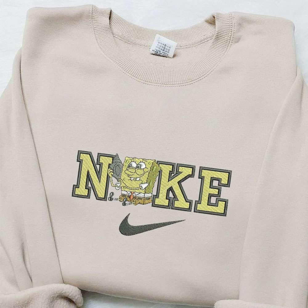 Spongebob Squarepants X Nike Cartoon Embroidered Sweatshirt Disney Characters Embroidered Hoodie Best Birthday Gift Ideas