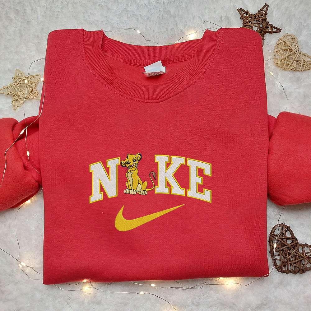 Simba X Nike Embroidered Shirt Disney The Lion King Embroidered Hoodie Nike Inspired Embroidered Sweatshirt 1