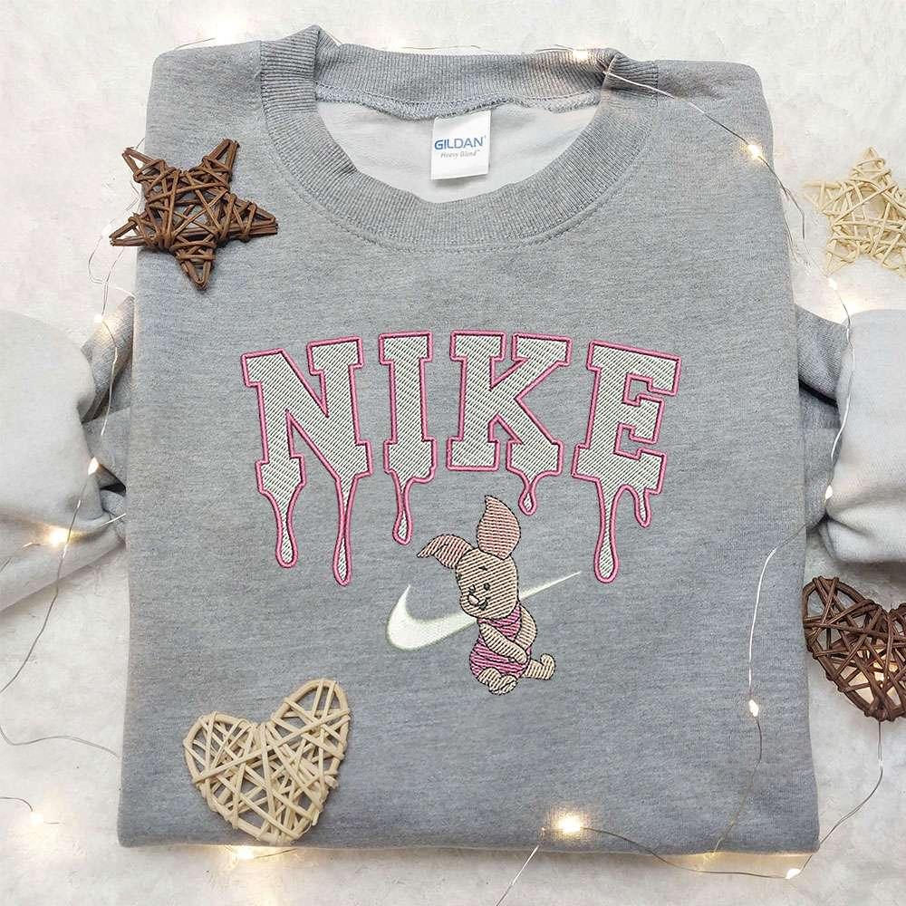 Piglet X Nike Embroidered Sweatshirt Winnie The Pooh Disney Embroidered Sweatshirt Nike Inspired Embroidered Shirt