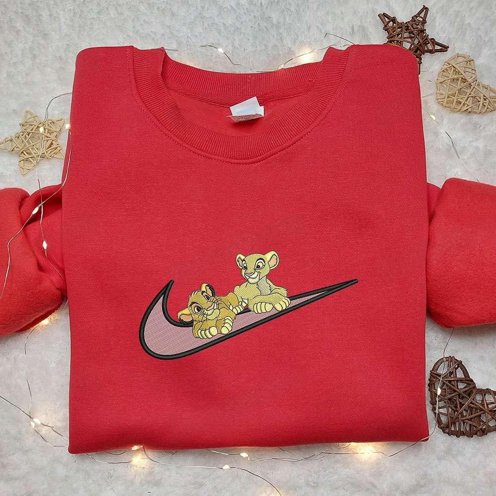 Simba And Nala X Nike Embroidered Sweatshirt The Lion King Disney Embroidered Shirt Nike Inspired Embroidered Shirt