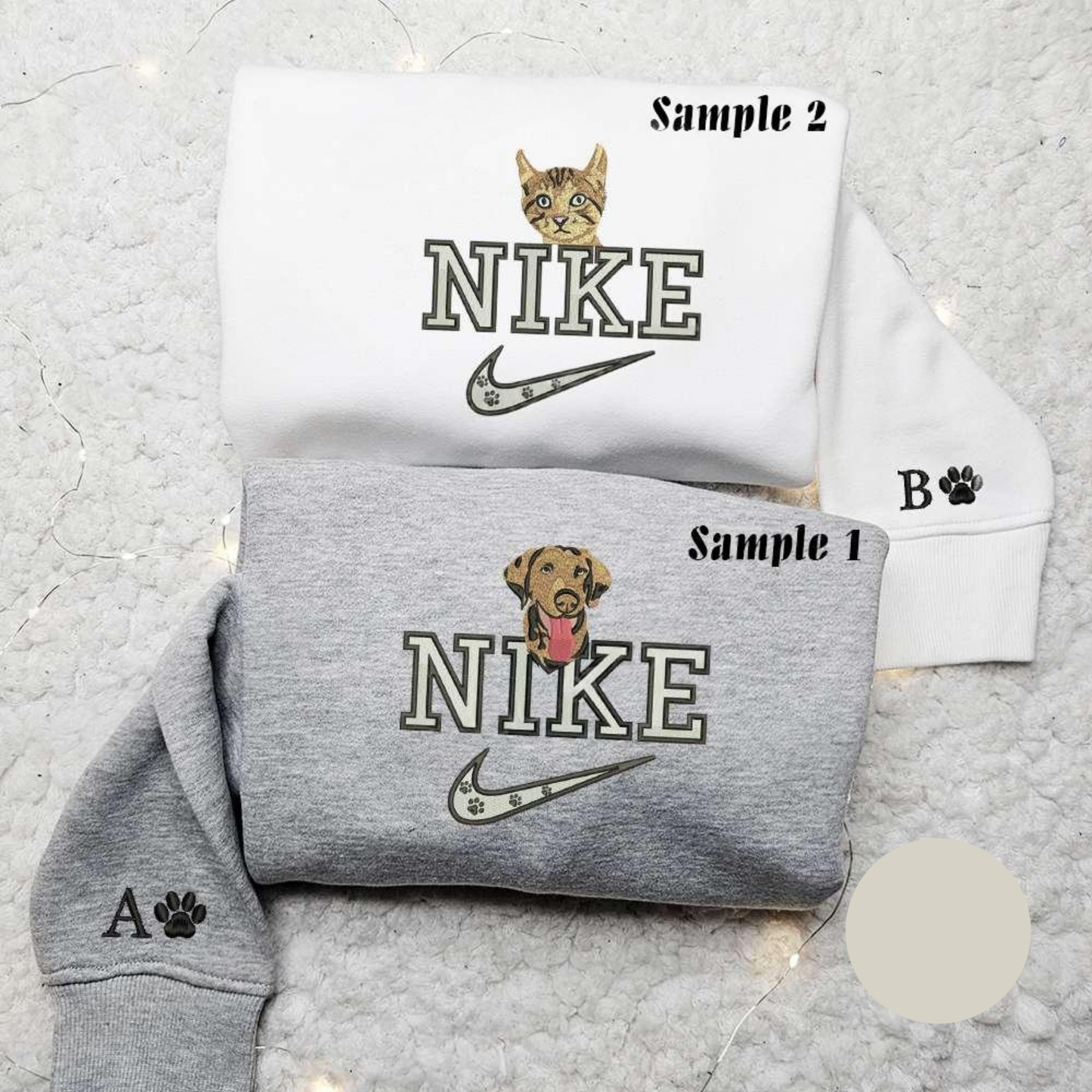 Cat And Dog Pet x Nike Couple Embroidered Shirt Animal Embroidered Hoodie Nike Inspired Embroidered Sweatshirt